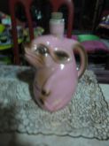 ANTIGA GARRAFA DE VINHO FAIANÇA-PORCO ROSA